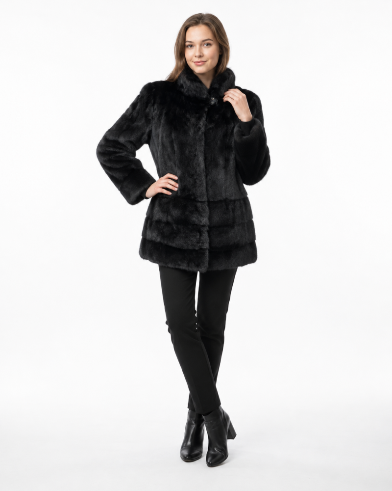 Шуба из натурального меха норки АМР-65Mink (черный 40)