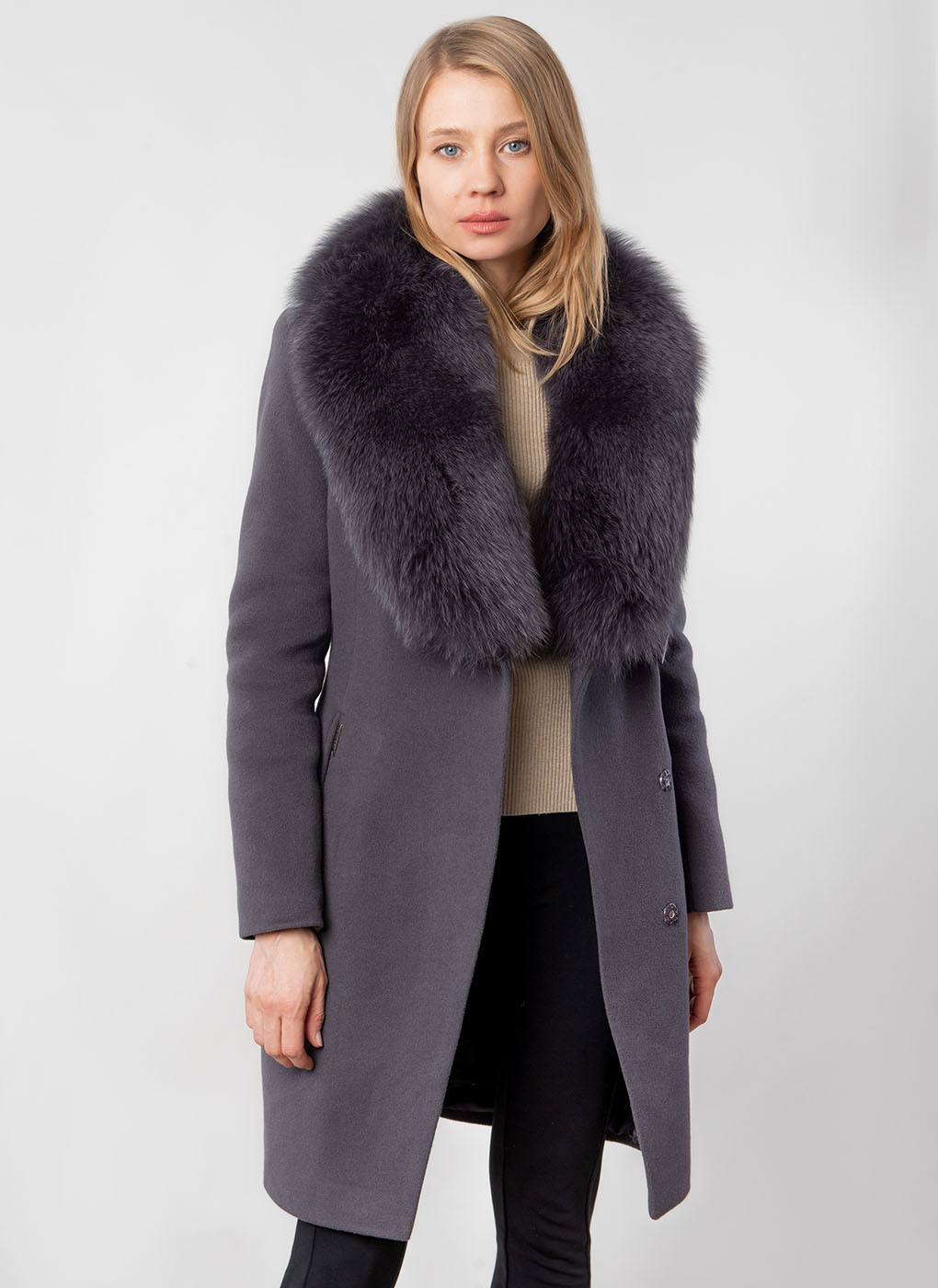 Пальто зимнее приталенное шерстяное 58, idekka, Фиолетово-коричневый, 1509178 купить в Москве - интернет магазин fursk.ru