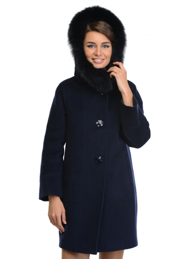 женское пальто с меховым капюшоном
